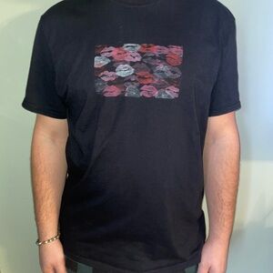 Black Graphic T-Shirt with Lip Print